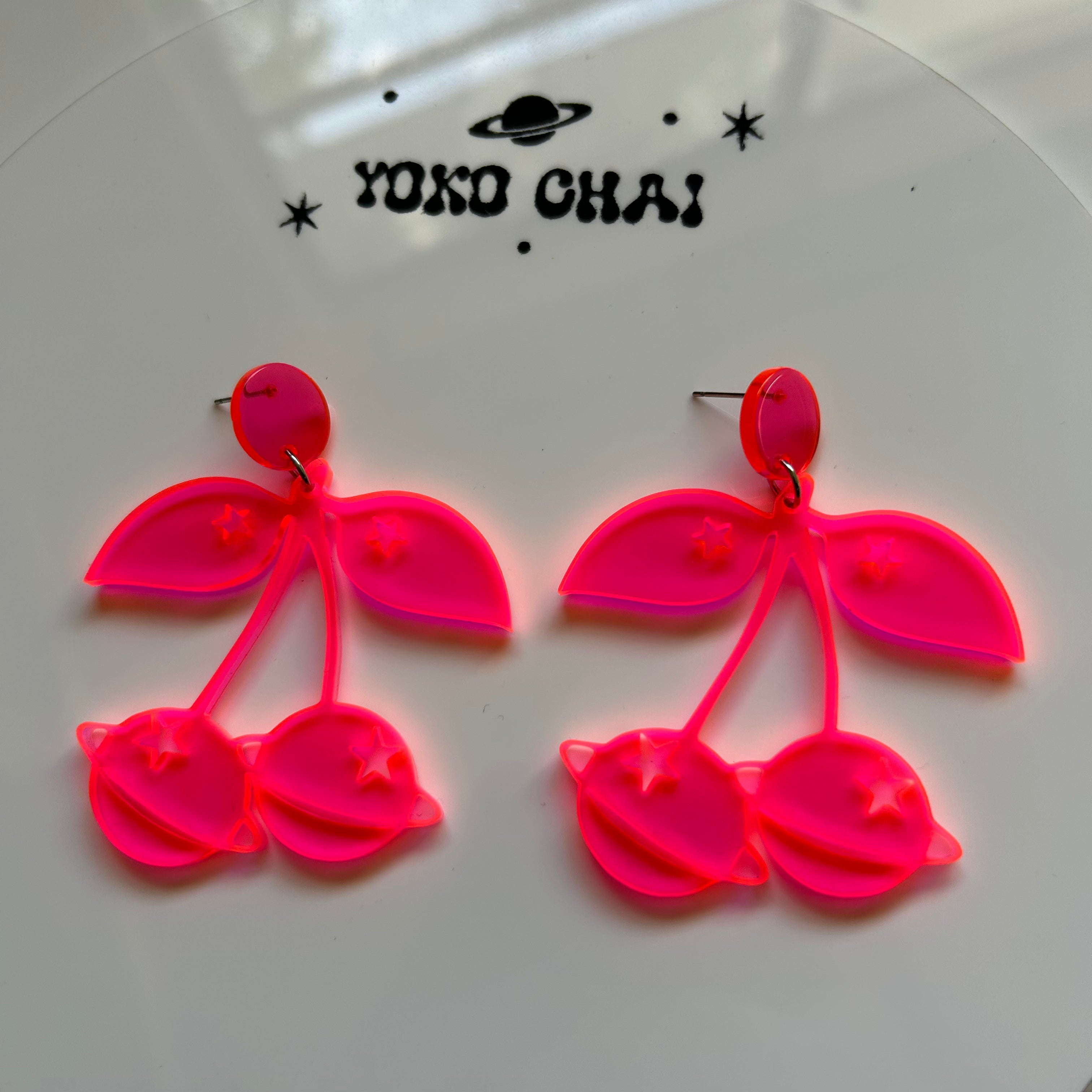 Space Cherry Acrylic Earrings