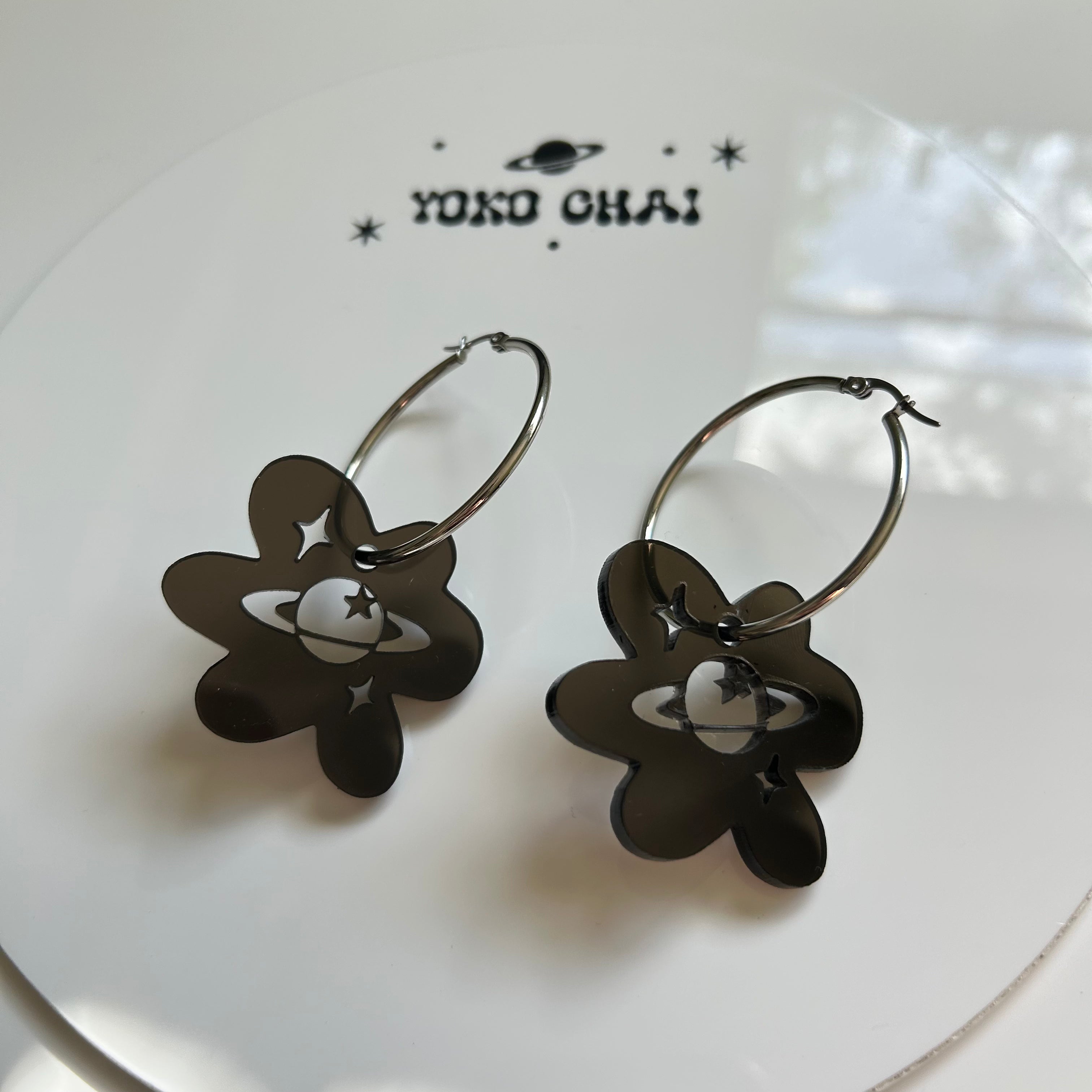 Saturn Flower Hoops