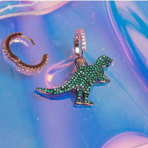 Dino removable charm Cz Hoop Earring